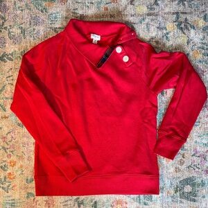 J. Crew Red Women's Sweatshirt with Button Detail